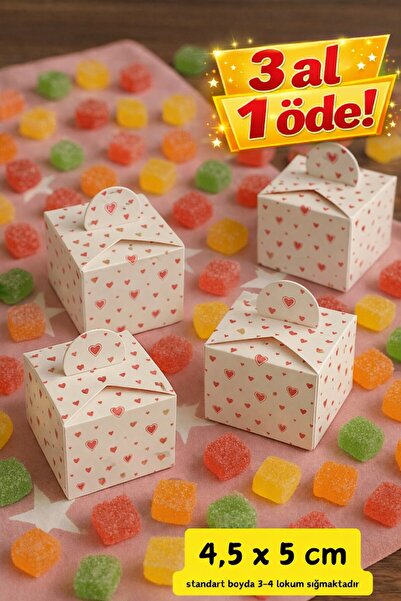 Emtory Home Kare Kutu | Kalpli Lokum Kutusu - Şeker Kutusu - Mevlid Şeker Kut...