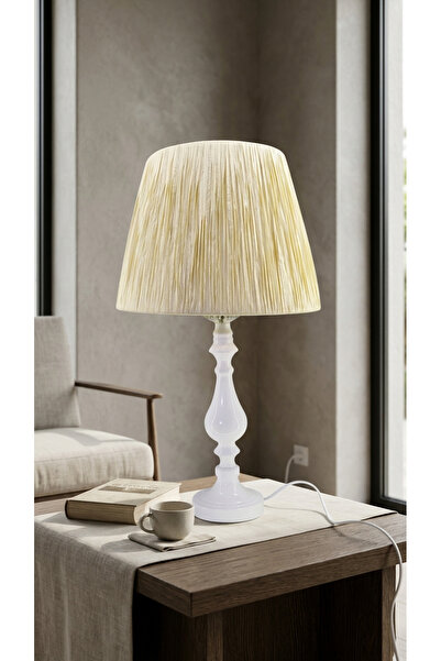 Decodelight أبيض ريفي كلاسيكي معدني عالي الساق مطوي مكرامية وحبل ورقي محبوك ق...