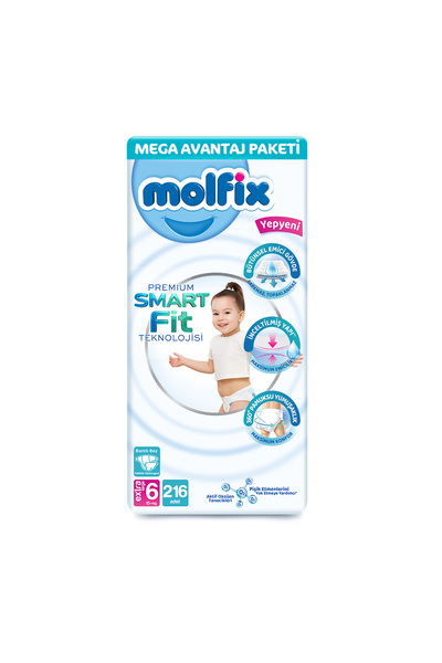 Molfix Premium Smart Fit Mega Avantaj Paketi 6 Beden Extra Large 216 Adet