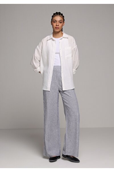 Colin's Дамски панталон с права кройка и ниска талия, широк крачол, син