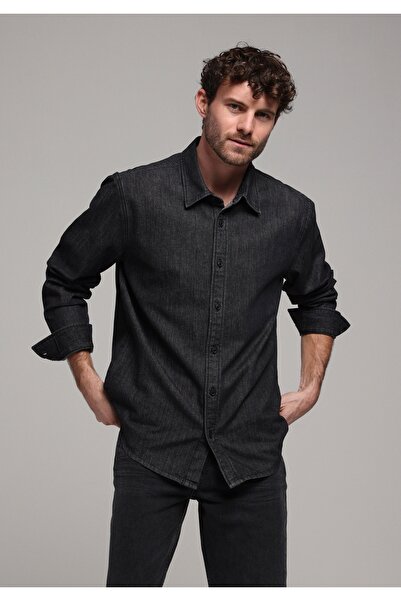 Colin's Regular Fit Klasik Yaka Düz Erkek Siyah Uzun Kol Gömlek