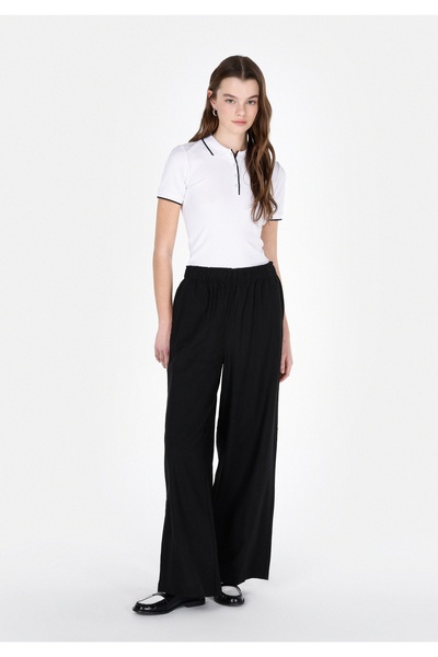 Colin's Regular Fit High Waist Wide Leg Women's Black Trousers