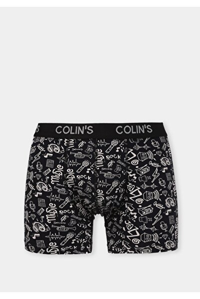 Colin's Modern Fit Baskılı Erkek Siyah Boxer