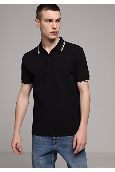 Colin's Regular Fit Polo Neck Plain Men's Black Short Sleeve T-Shirt