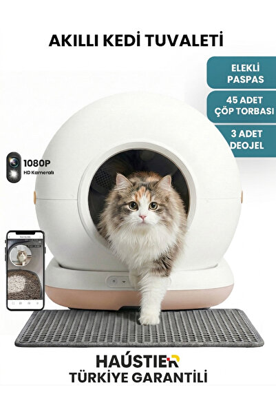 Haustier CB002 KAMERALI Akıllı Otomatik Kedi Tuvaleti, (Haustier Türkiye Gara...
