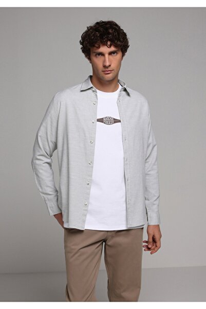 Colin's Regular Fit Shirt Neck Plain Men's Green Long Sleeve Shirt