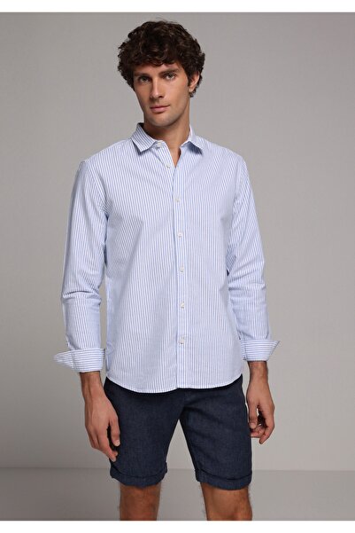 Colin's Regular Fit Shirt Neck Striped Men's Blue Long Sleeve Shirt