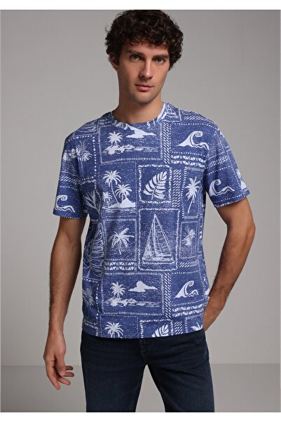 Colin's Tricou albastru cu mânecă scurtă pentru bărbați, cu decolteu rotund, ...