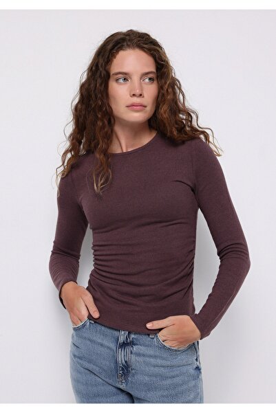 Colin's slim fit Tricou mov pentru femei cu gât rotund