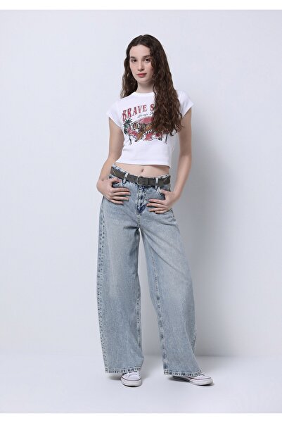 Colin's Женски панталони от деним в сиво, с широка кройка