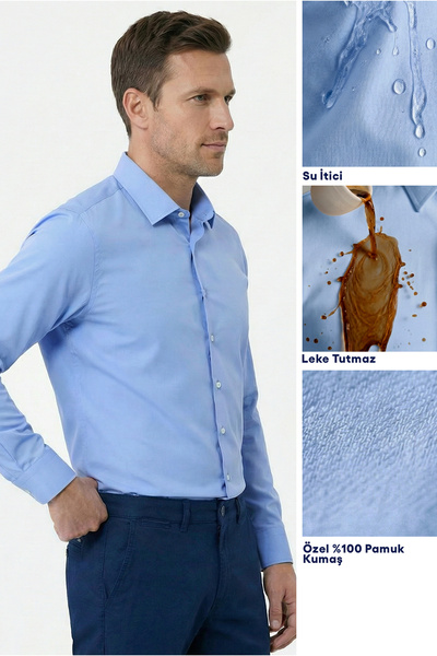 Kiğılı Μακρυμάνικο πουκάμισο Slim Fit Classic Nano Care, αδιάβροχο, ανθεκτικό...