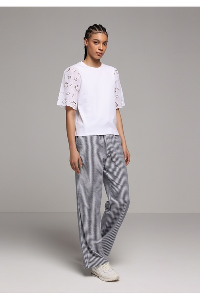 Colin's Дамски панталон в екрю цвят, стандартна кройка с висока талия и широк...