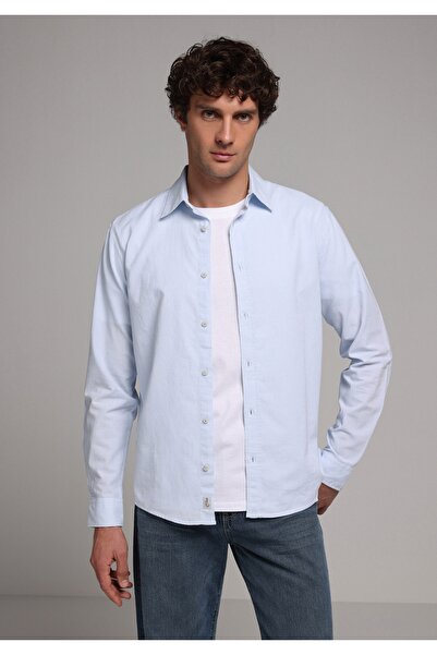 Colin's Regular Fit Shirt Neck Plain Men's Blue Long Sleeve Shirt