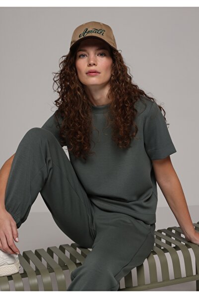 Colin's Tricou verde cu mânecă scurtă pentru femei, cu gât rotund, cu croiala...