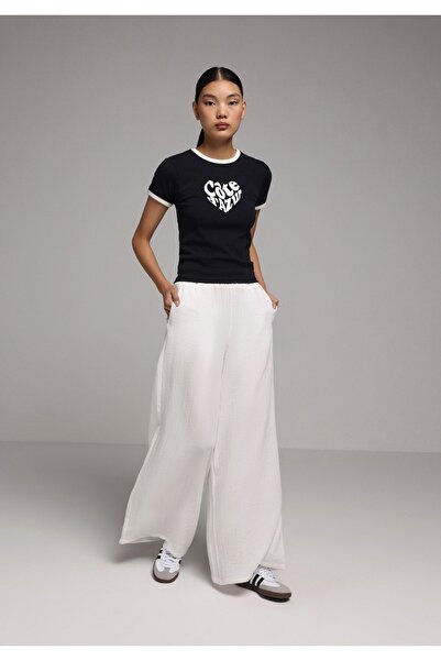Colin's Regular Fit High Waist Wide Leg Women's White Trousers