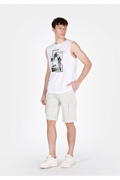 Colin's Regular Fit Mid Waist Plain Men's Stone Shorts