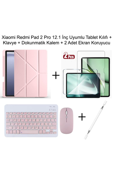 Yesnıce Xiaomi Redmi Pad 2 Pro 12.1 İnç Uyumlu Standlı Kalem Bölmeli Tablet K...