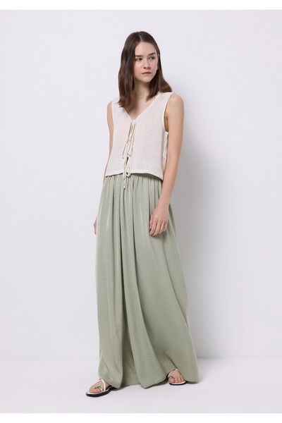 Colin's Regular Fit Yüksek Bel Geniş Paça Kadın Yeşil Pantolon
