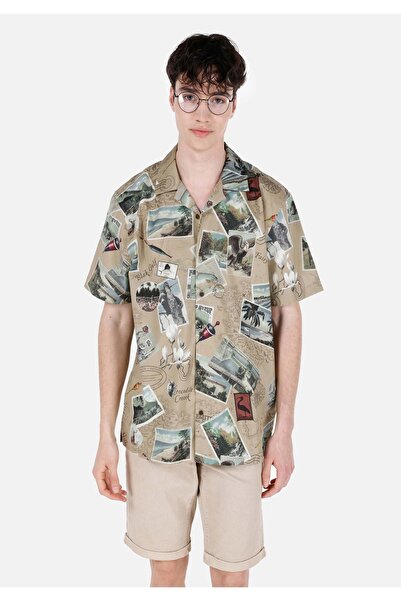 Colin's Regular Fit Shirt Neck Printed Men's Gray Short Sleeve Shirt