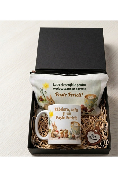 ALL PAPICKS Set Cadou Paște Educatoare: Portfard XL 24x18cm, Cană 380ml și Br...