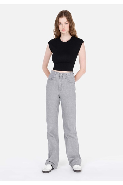 Colin's Pantaloni de damă, albastru bleumarin, cu talie înaltă, cu picioare d...