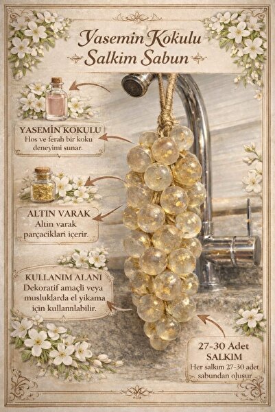 Maison Bonita El Yapımı Altın Detaylı Üzüm Sabunu Yasemin Kokulu