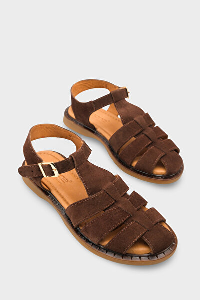 Capone Outfitters Corrine Genuine Suede Gladiator Flat Heeled Women's Sandals