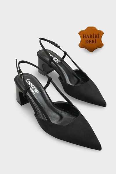 Capone Outfitters حذاء نسائي من Phelia جلد أصلي ذو مقدمة مدببة وظهر مفتوح متو...