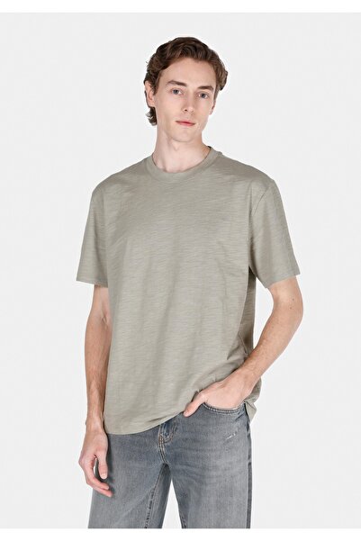 Colin's Tricou verde cu mânecă scurtă pentru bărbați, cu gât rotund, cu potri...