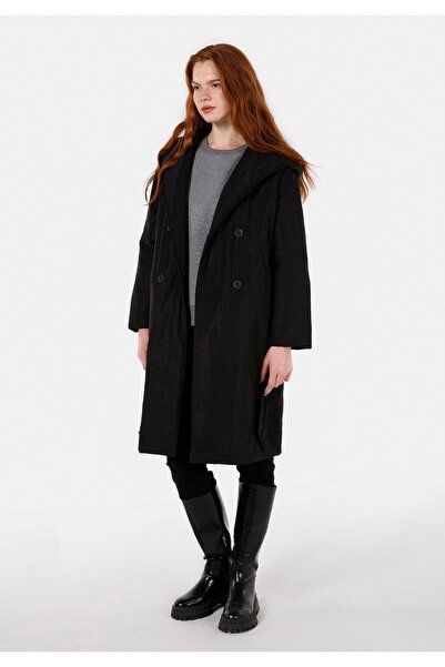 Colin's Regular Fit cu glugă cu buzunare Palton negru pentru femei