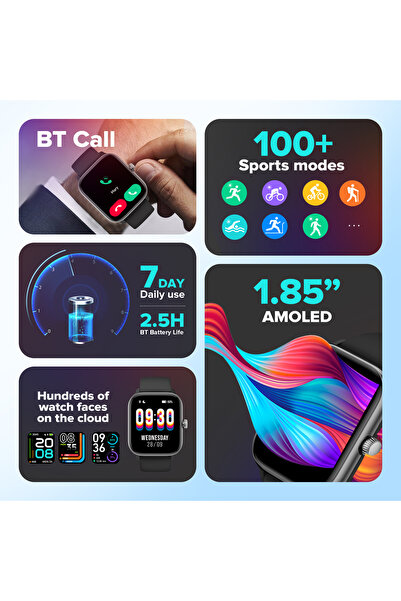 Altec Lansing Phoenix Smartwatch, 1.85” AMOLED Display, Bluetooth Calling & Alexa Built-in, 100+ S