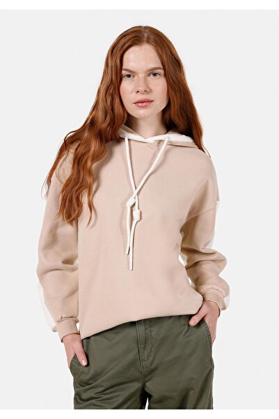 Colin's Comfort Fit Kapüşonlu Düz Kadın Bej Sweatshirt