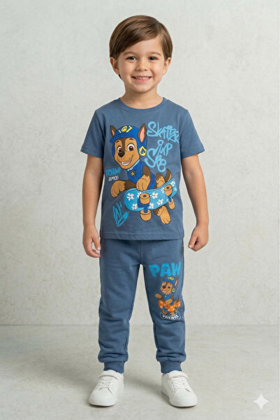 Zekalya Σετ για αγόρια Paw Patrol με στάμπα σε μπλε ινδιγκό, χτενισμένο βαμβα...