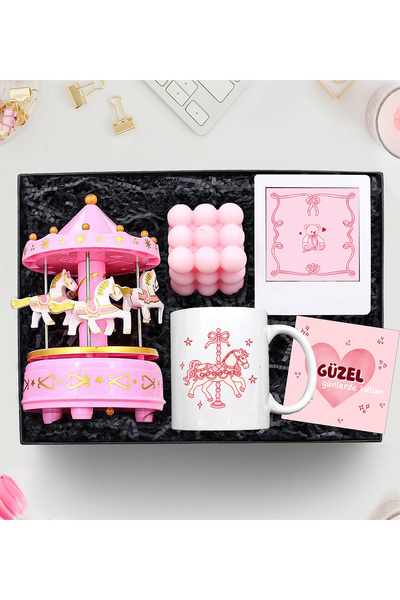 Trendmiya İnstagram Çerçeve & Atlı Karınca Müzik Kutusu & Pembe Bubble Mum & ...