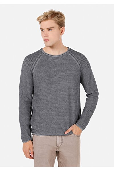 Colin's Regular Fit Round Neck Jacquard Men's Navy Blue Sweater