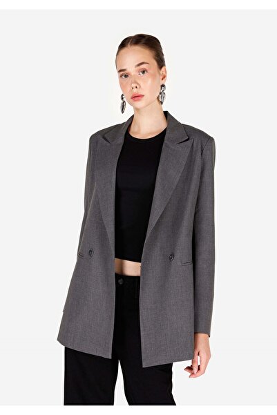 Colin's Regular Fit Düğmeli Kadın Gri Ceket