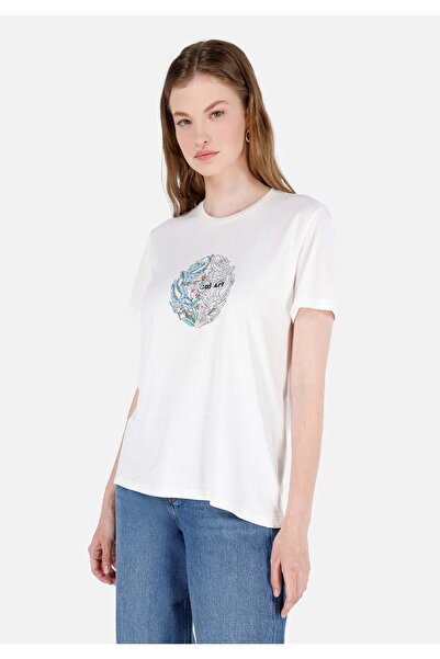 Colin's Tricou alb de damă cu mânecă scurtă