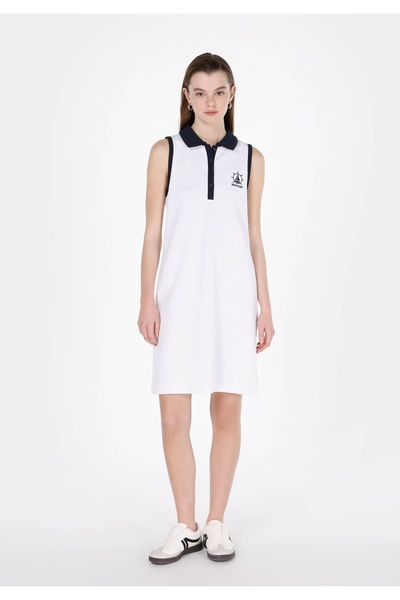 Colin's Slim Fit Embroidered Women's White Sleeveless Dress
