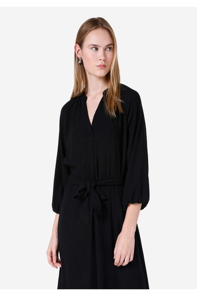 Colin's Дамска черна рокля с дълъг ръкав и стандартна кройка