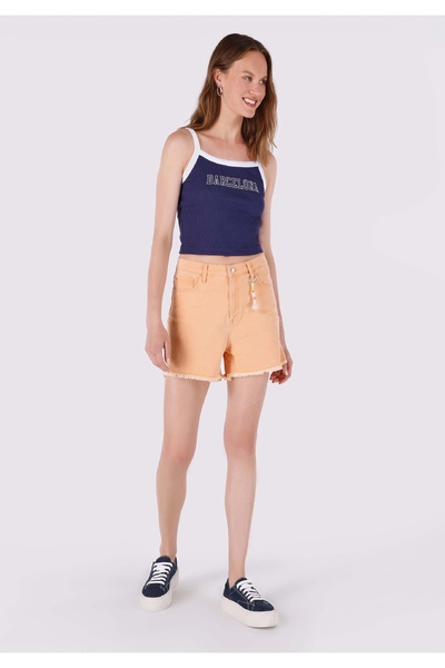 Colin's Мама къси панталони с висока талия за жени, отворени, оранжеви джинси