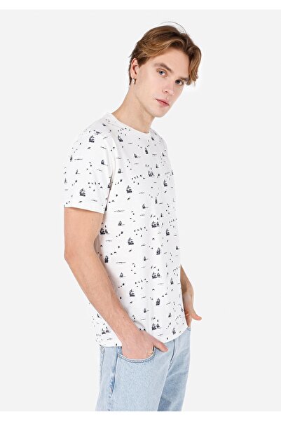 Colin's Регулярний крій, круглий виріз, принт, чоловічий білий футболка з кор...