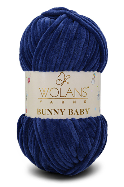 WOLANS 417 مخمل ناعم باللون الأزرق الداكن - حبل حياكة للأطفال على شكل أرنب، ح...
