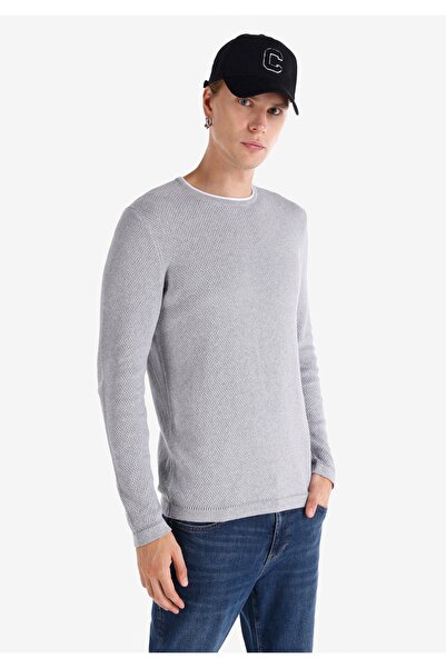 Colin's Ανδρικό πουλόβερ σε γκρι Slim Fit Crew Neck