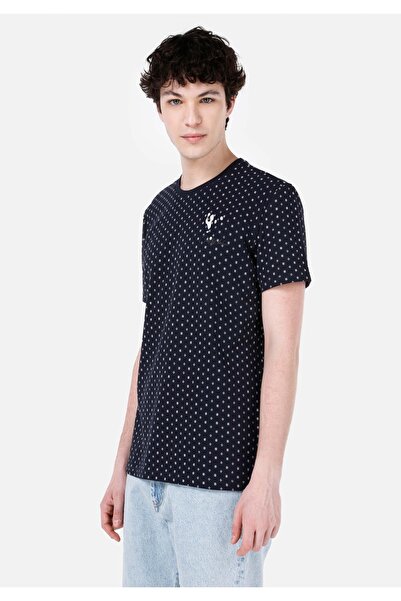 Colin's Regular Fit Yuvarlak Yaka Baskılı Erkek Lacivert Kısa Kol Tişört