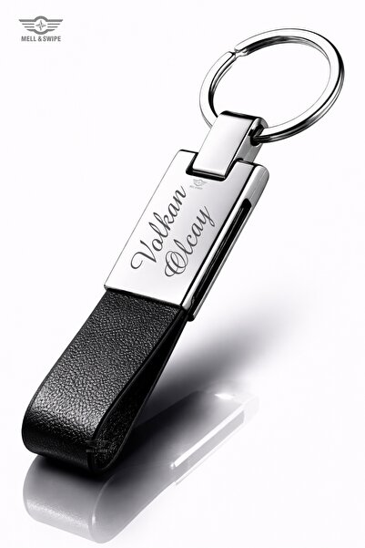 MELL & SWIPE Hediyelik Kişiye Özel Isim Baskılı Suni Deri Anahtarlık, Araç Ot...