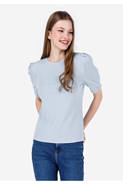 Colin's Дамска тениска с къс ръкав, стандартна кройка и кръгло деколте, синя