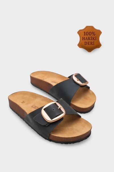 Capone Outfitters Δερμάτινες παντόφλες Lee με μεγάλη ανατομική σόλα από φελλό