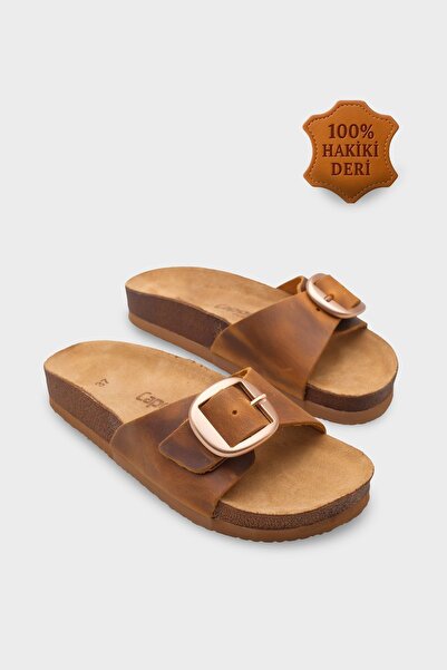 Capone Outfitters Δερμάτινες παντόφλες Lee με μεγάλη ανατομική σόλα από φελλό