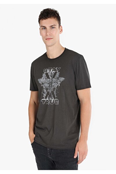 Colin's Ανδρικό κοντομάνικο μπλουζάκι με λαιμόκοψη με στάμπα Anthracite