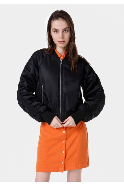 Colin's Regular Fit Hakim Yaka Fermuarlı Astarlı Kadın Siyah Mont